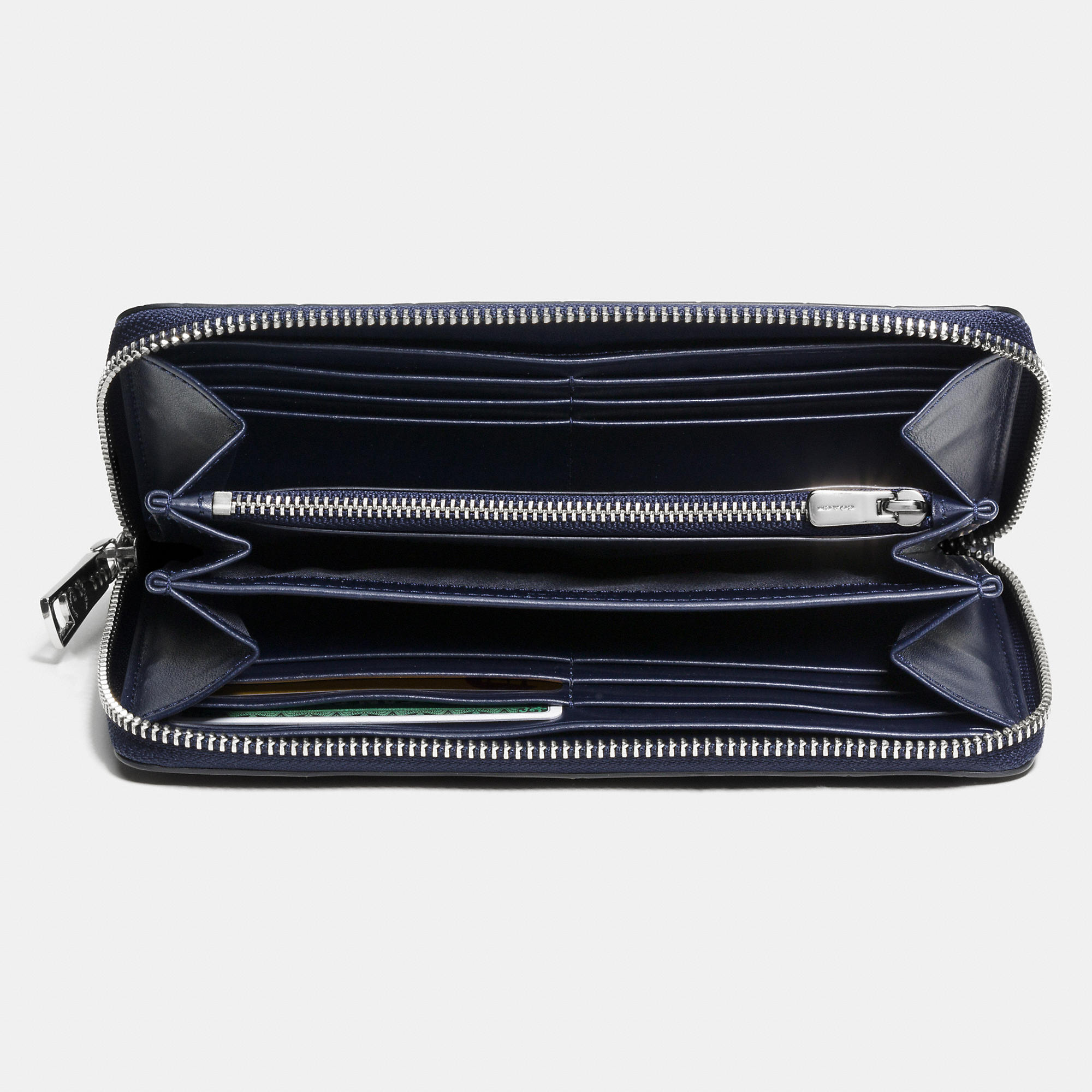 New Leather Coach Accordion Zip Wallet